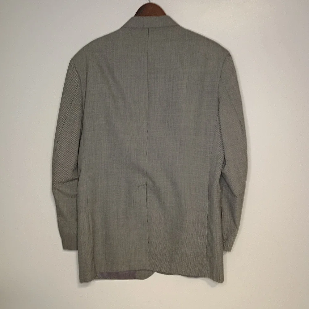 VTG Lands' End 40R Wool Black‎ Houndstooth Blazer Sport Coat Jacket 2 Button USA